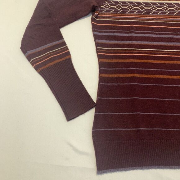 Smartwool Ethno Graphic Crew Neck Sweater Purple Print Striped Wool - Women's XS - Picture 3 of 11